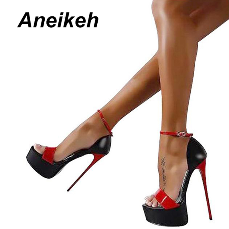 Women'S Shoes Big Feet - Aneikeh 2026 ファッション ピープトゥ ハイヒール サンダル