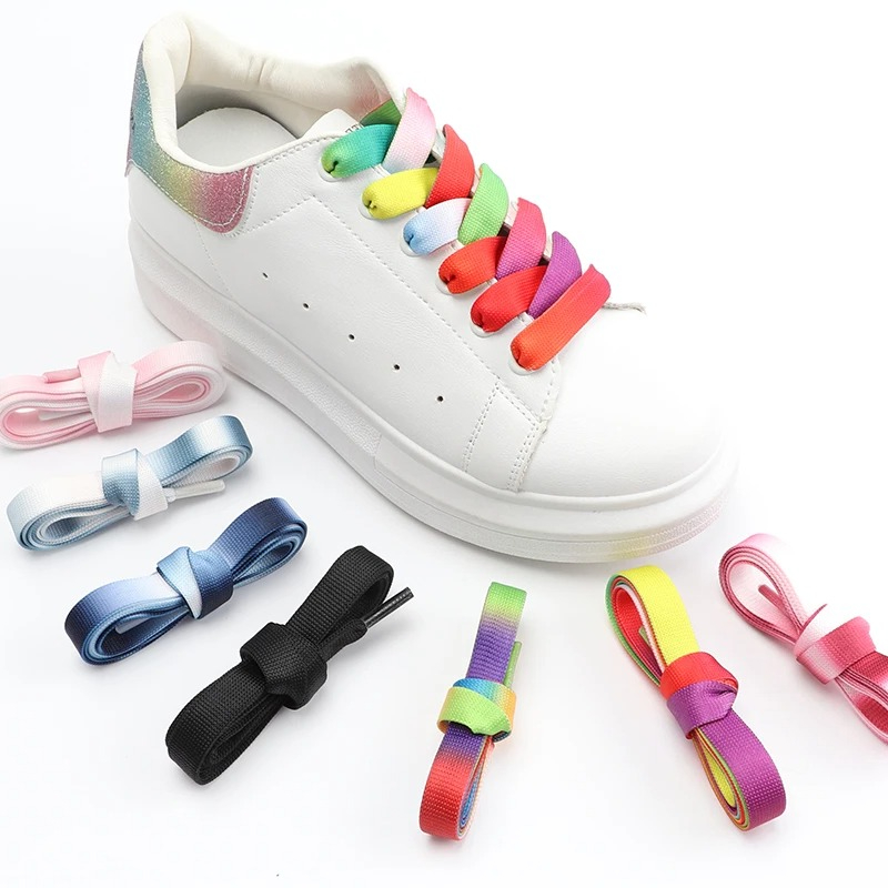 Women Shoes Mk - レインボーグラデーションフラット靴ひも 1.2 センチ幅靴ひもスニーカー用カジュアル靴ひも女性男性靴ひも 100/120/140 センチメートル