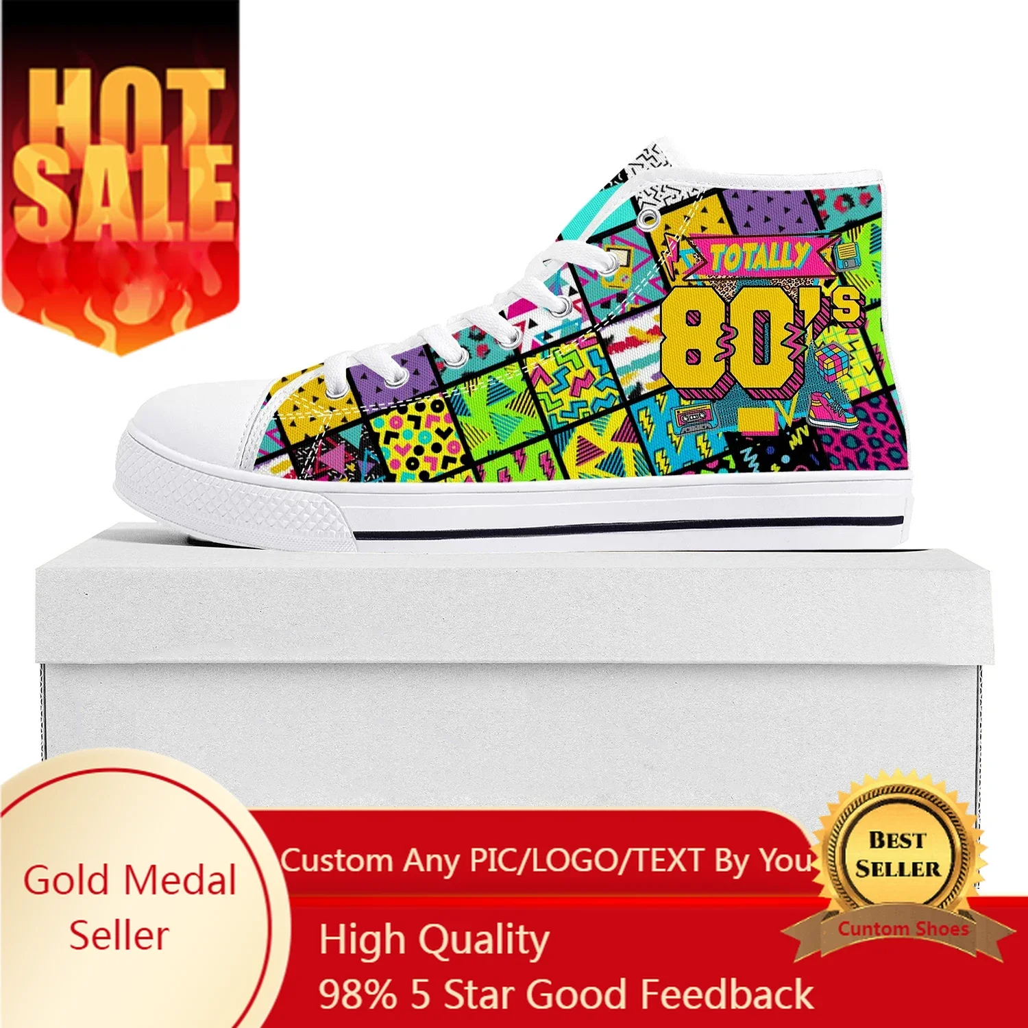 Women'S Shoes In The 90S - 面白いレトロ 80 年代 90 年代のアイコンハイカット高品質スニーカーメンズレディースティーンエイジャーキャンバススニーカーカップルシューズカスタムメイド靴