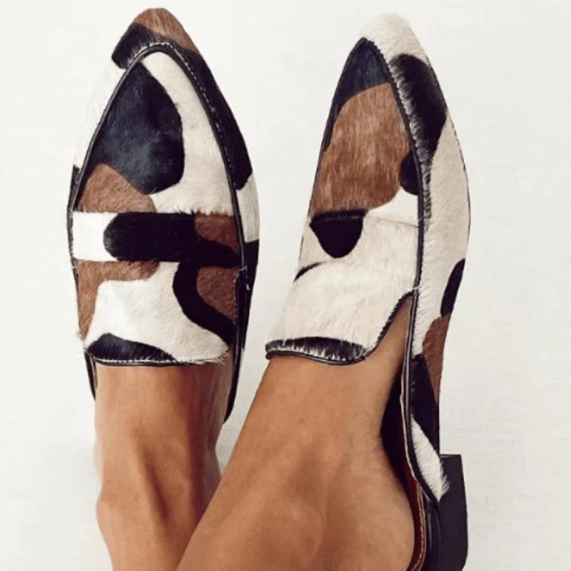 Women'S Shoes Toms - 英国風2026年春秋新作おしゃれなポインテッドトゥ34-43浅履き牛柄カジュアルレディースシューズ