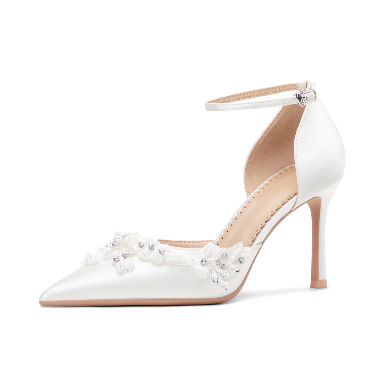 Women Shoes Model - 手作りパールハイヒール 2026 新作中空レディースサンダル ポインテッド細ヒール ワンボタンレディースシューズ