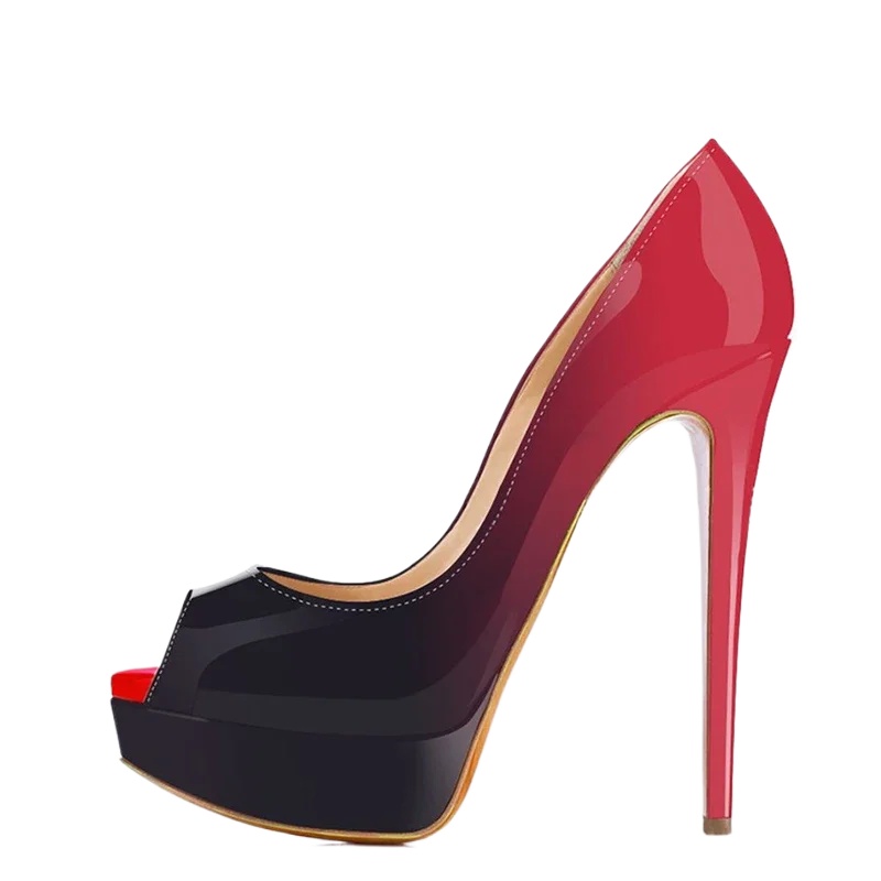 Patent Leather Pump - 女性スティレットセクシーなパンプス 14 センチメートル非常にプラットフォームピープトウハイヒールパテントレザーパーティーナイトクラブドレスレッドウェディングシューズ