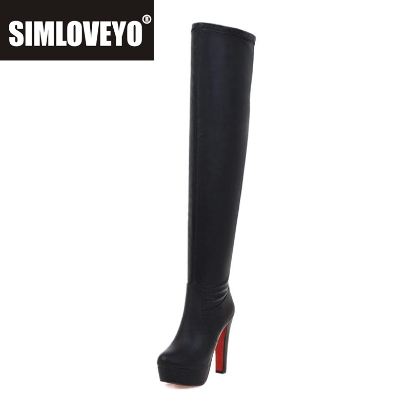 Women'S Shoes Big Feet - SIMLOVEYO シューズ ウルトラハイヒール オーバーニーブーツ ブラック ホワイト