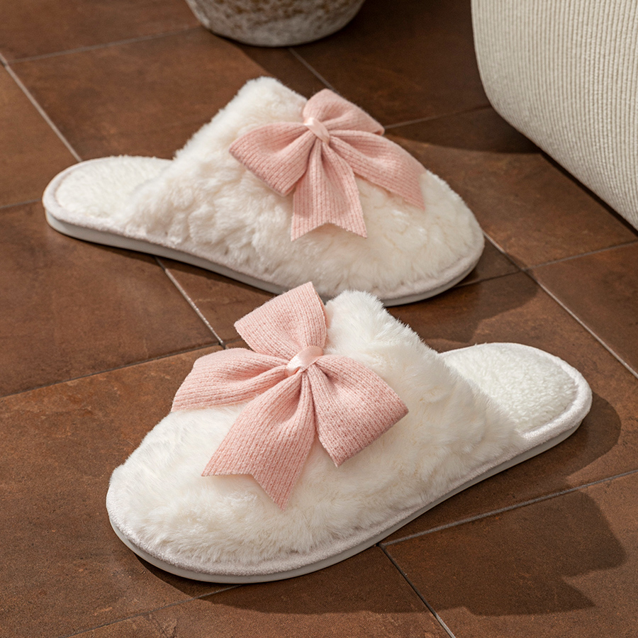Women'S Shoes Toms - YNPO 2026 かわいいファッション蝶の弓女性のスリッパ冬屋内暖かさ快適通気性ソフトソールホームカジュアルシューズ
