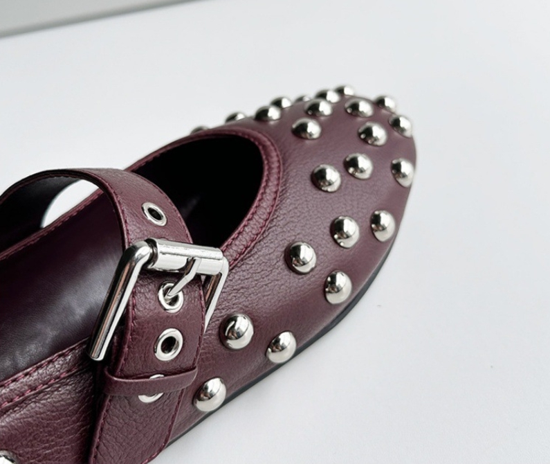 Dave&di 夏ミニマリストシープスキンリベットバックルバ - Women'S Shoes Burgundy のレビューと価格