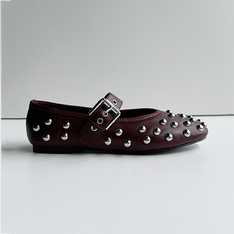 Dave&di 夏ミニマリストシープスキンリベットバックルバ - Women'S Shoes Burgundy のレビューと価格