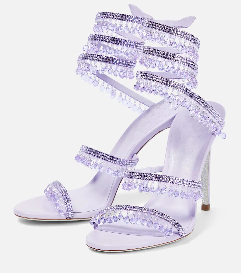 セクシーなグリーンクリスタルフリンジスティレットサンダル女性 - Peep Toe Heels のレビューと価格