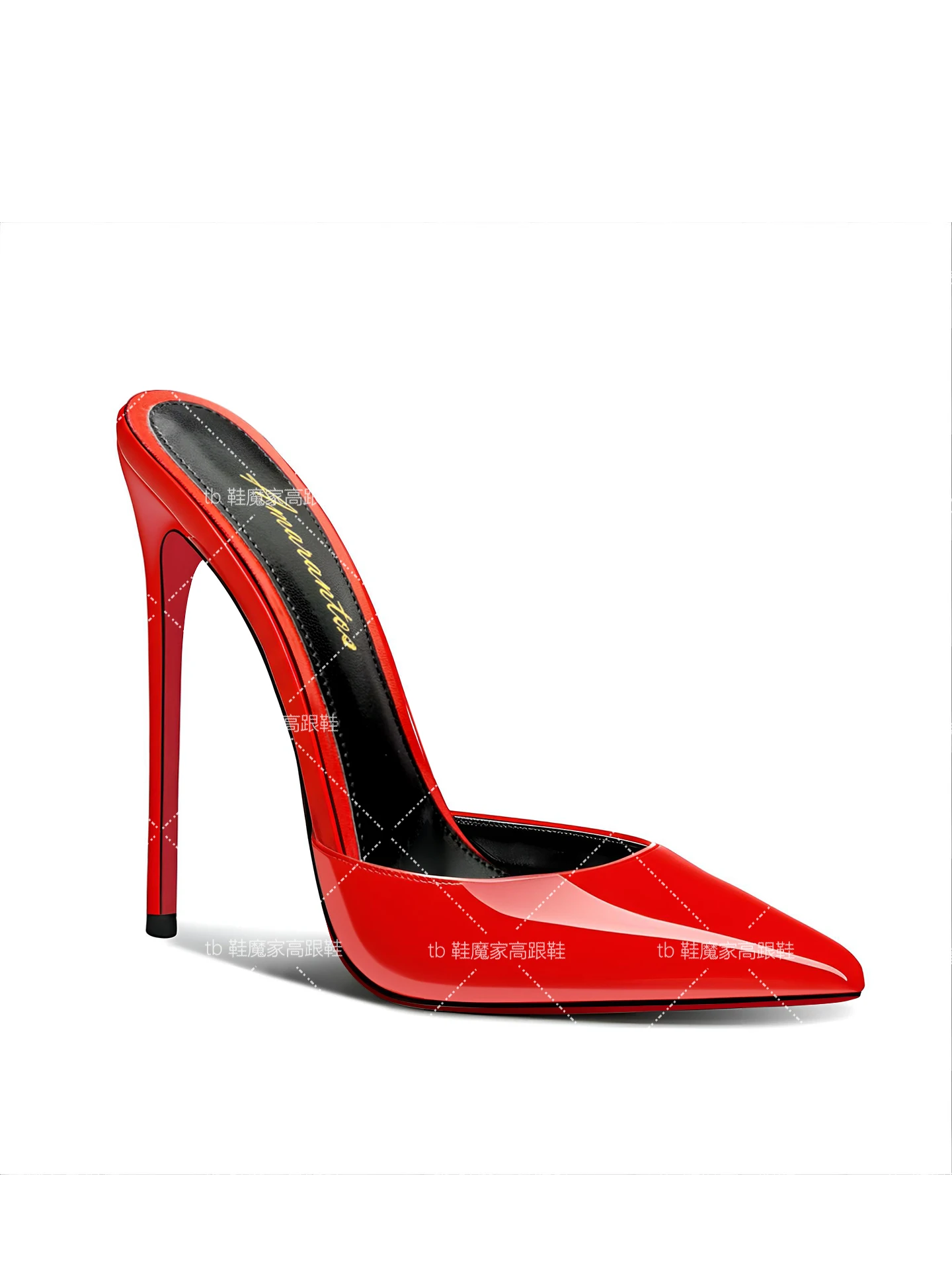 レディース向け新作ブラックポインテッドトゥサンダル、Vボタン - Patent Leather Pump のレビューと価格