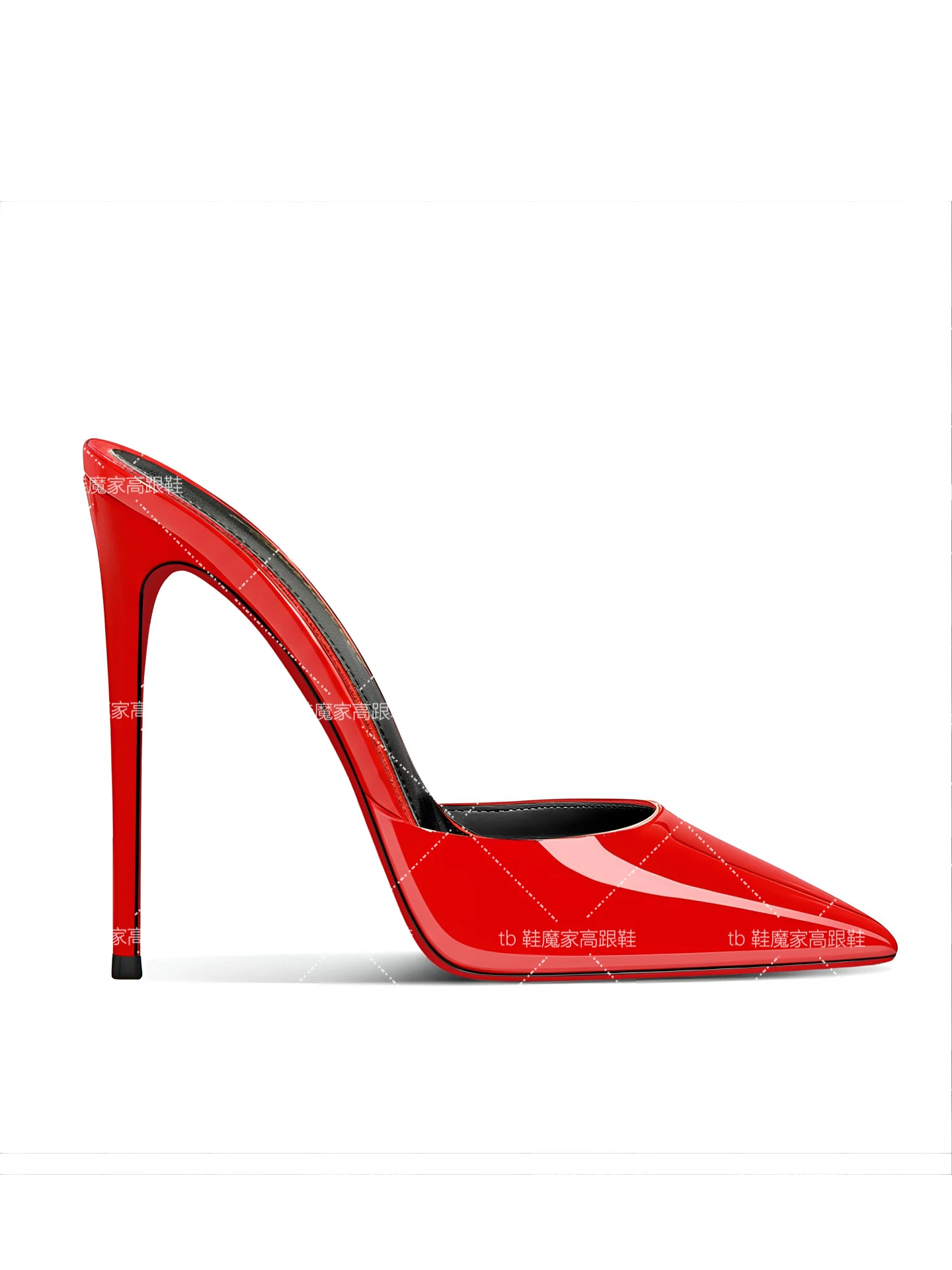 レディース向け新作ブラックポインテッドトゥサンダル、Vボタン - Patent Leather Pump のレビューと価格