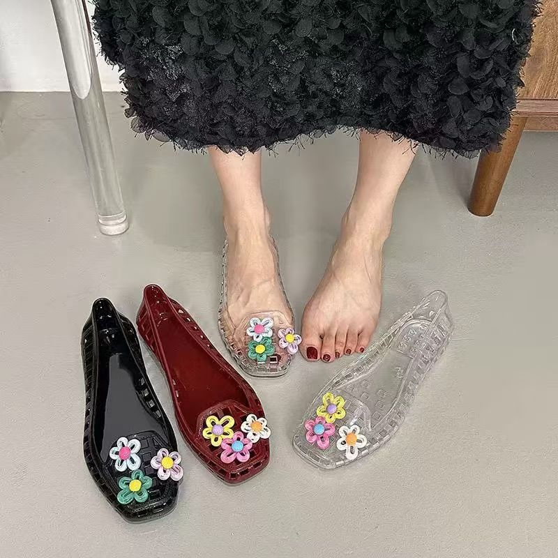 中空かわいいドーパミンシューズシックな手作りフラワーゼリーシ - Women Shoes Model のレビューと価格