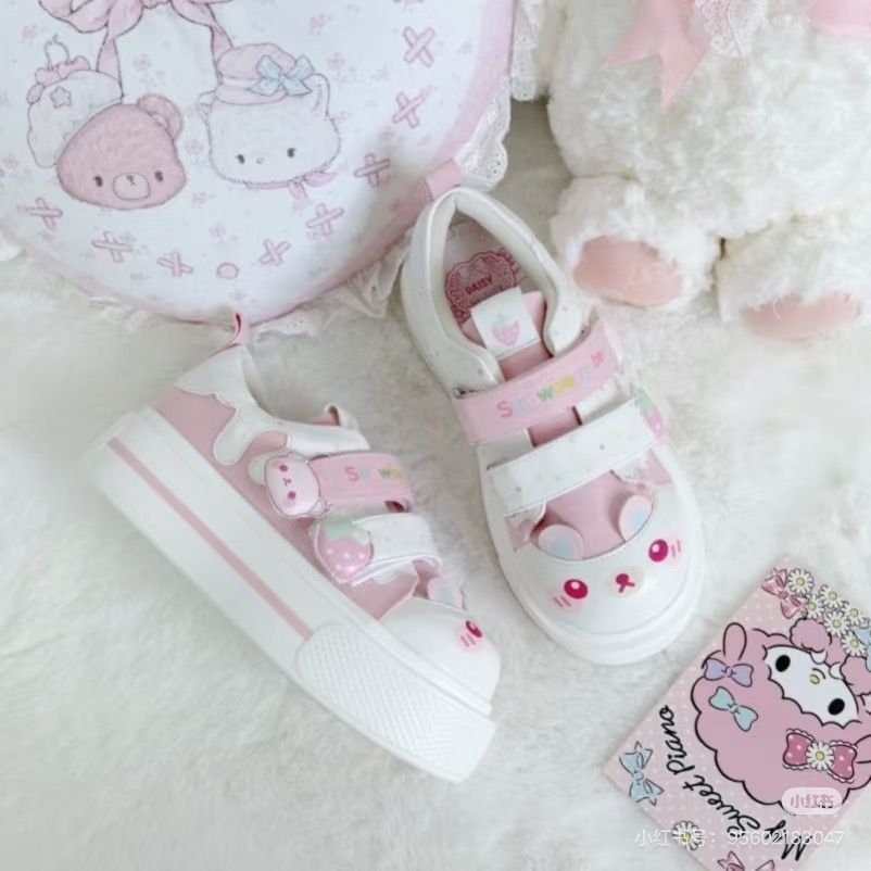 2026年秋新作 可愛いイチゴ柄ベアロリータキャンバスシュー - Women'S Shoes Big Feet のレビューと価格