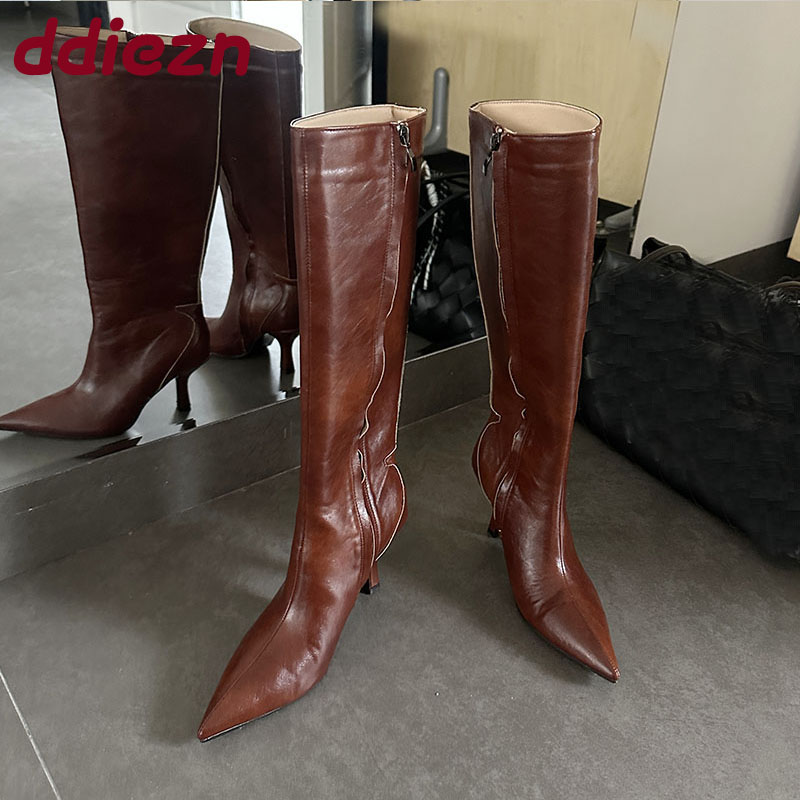 ファッションポインテッドトゥレディースニーハイブーツヒールシ - Women'S Shoes Big Feet のレビューと価格