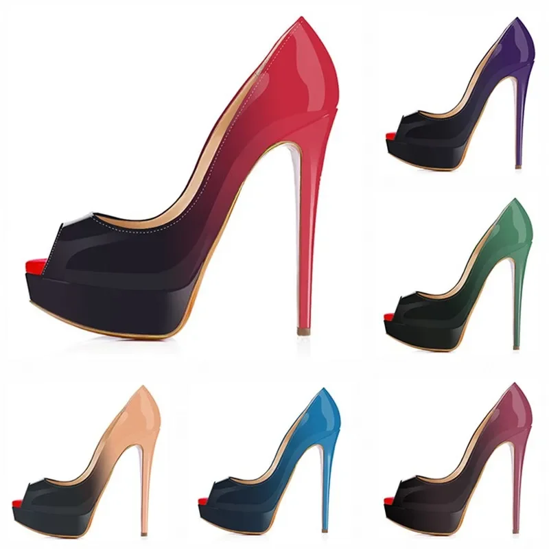 女性スティレットセクシーなパンプス 14 センチメートル非常 - Patent Leather Pump のレビューと価格