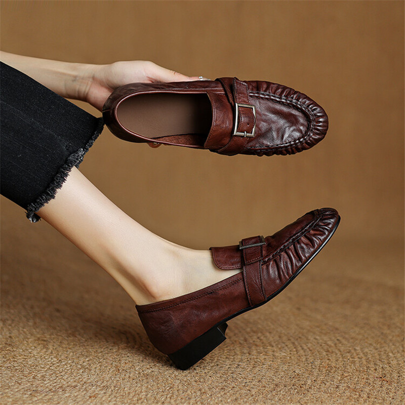 女性用本革モカシン,丸いつま先の靴,プリーツパンプス,厚手の - Women'S Shoes Toms のレビューと価格