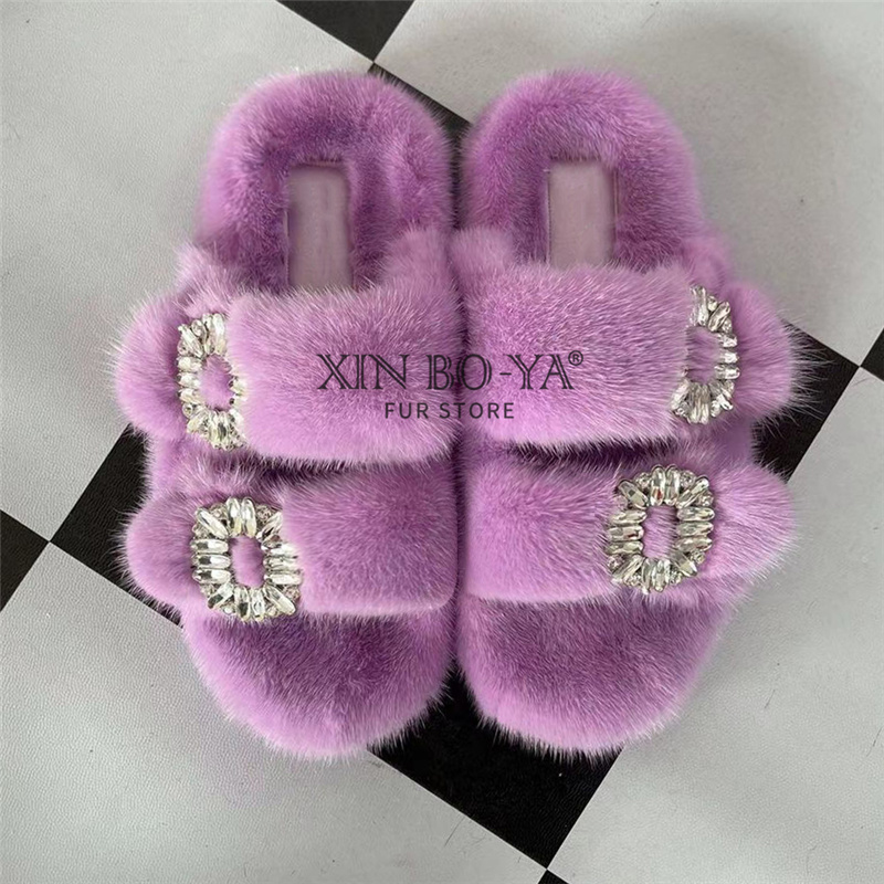 ミンクスリッパ冬の女性の靴本物のミンクの毛皮のスリッパ高級フ - Women Shoes Mk のレビューと価格