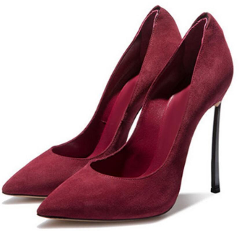 レディース ポインテッドトゥ ブレードパンプス メタルハイヒ - Women'S Shoes Burgundy のレビューと価格