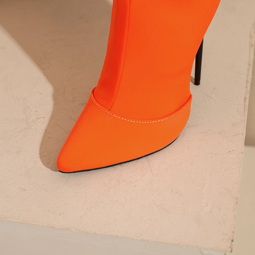新作冬用グラマーオレンジイエロー レディースニーハイブーツ  - Women'S Shoes Big Feet のレビューと価格