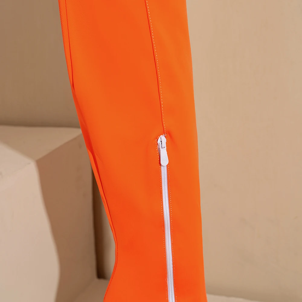 新作冬用グラマーオレンジイエロー レディースニーハイブーツ  - Women'S Shoes Big Feet のレビューと価格
