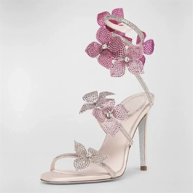 Eilyken セクシーなクリスタルフラワー薄型ハイヒールの - Peep Toe Heels のレビューと価格