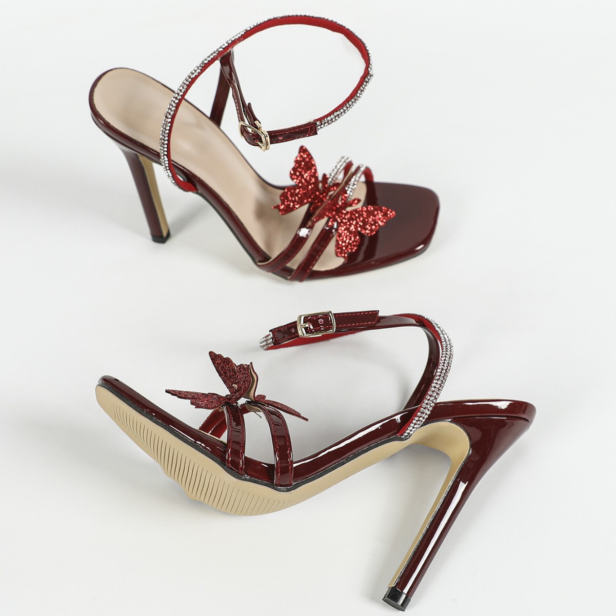 14/16cmスティレットハイヒール、オープントゥ、ブラック - Patent Leather Pump のレビューと価格
