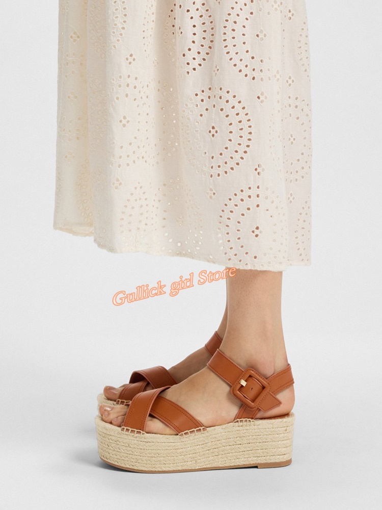 プラットフォームクロスストラップサンダル、アンクルバックルス - Women'S Shoes Burgundy のレビューと価格