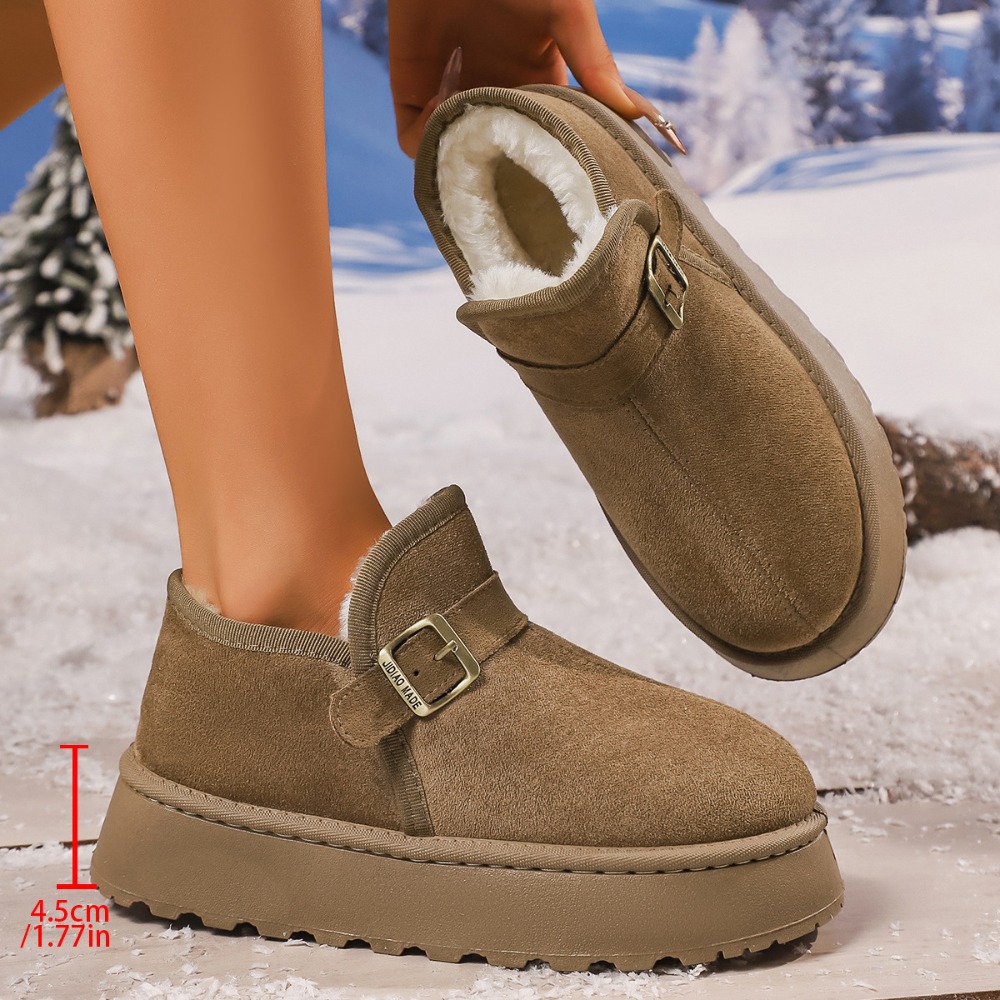 女性用冬用スノーブーツ厚底フリース裏地ベルトバックル付きノー - Women'S Shoes Big Feet のレビューと価格
