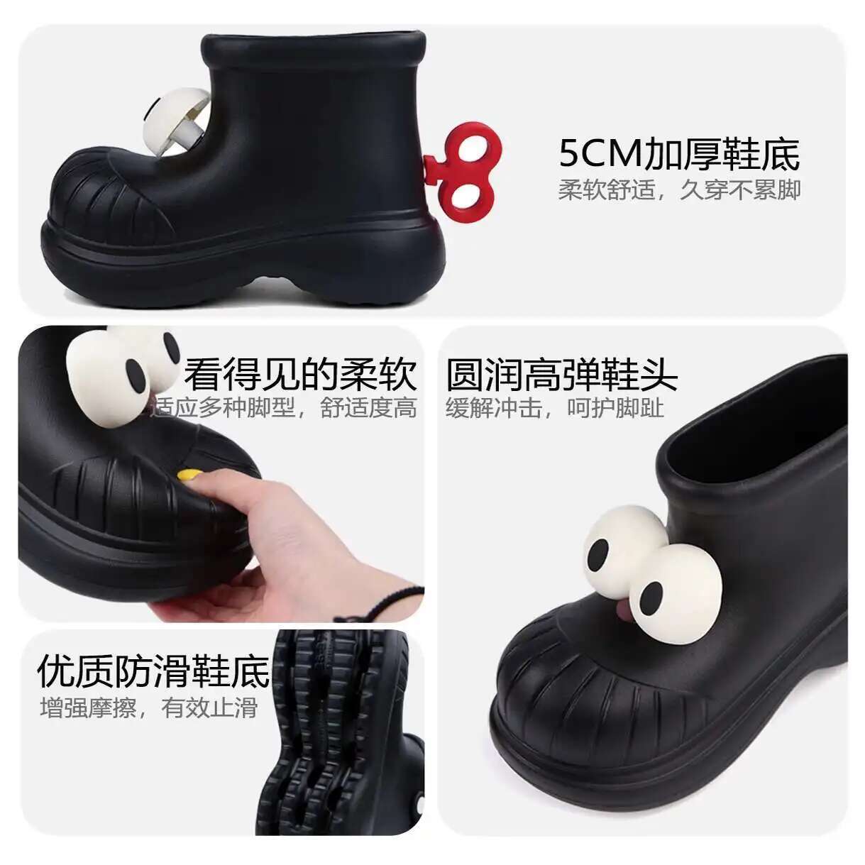 レディース レインブーツ ラウンドトゥ ビッグアイ レインシ - Women'S Shoes Big Feet のレビューと価格