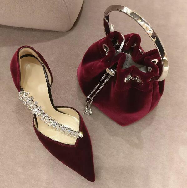 女性用の黒のバーガンディメッシュベルベット,先のとがったつま - Women'S Shoes Burgundy のレビューと価格