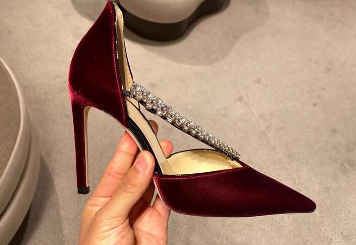 女性用の黒のバーガンディメッシュベルベット,先のとがったつま - Women'S Shoes Burgundy のレビューと価格