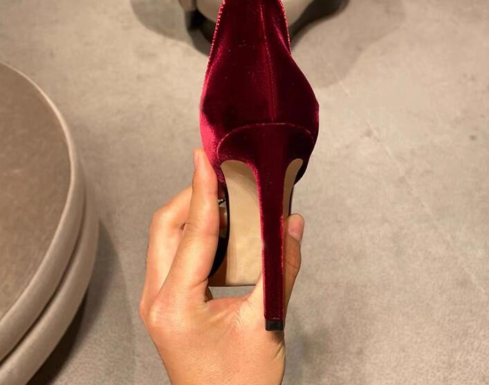 女性用の黒のバーガンディメッシュベルベット,先のとがったつま - Women'S Shoes Burgundy のレビューと価格