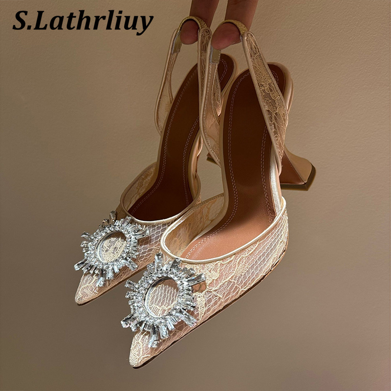 サンダルラインストーンフラワーポインテッドトゥハイヒール女性 - Patent Leather Pump のレビューと価格