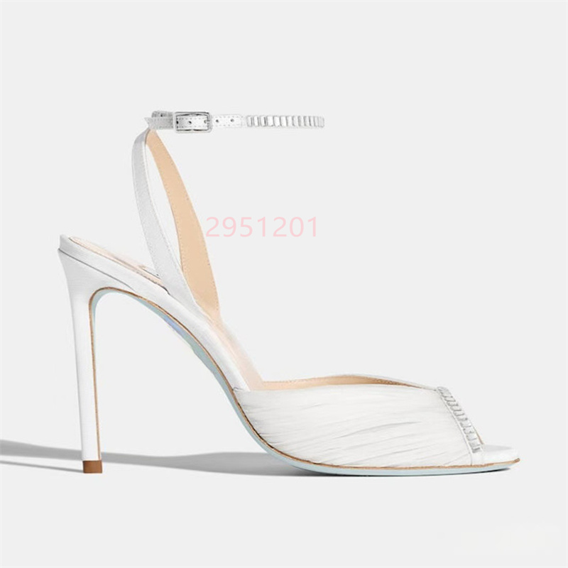 クリスタル V ポインテッドトゥ レディース ホワイト レー - Peep Toe Heels のレビューと価格